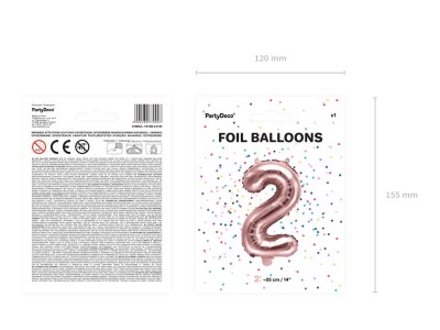 Foliowy balon cyfra dwa różowe złoto
