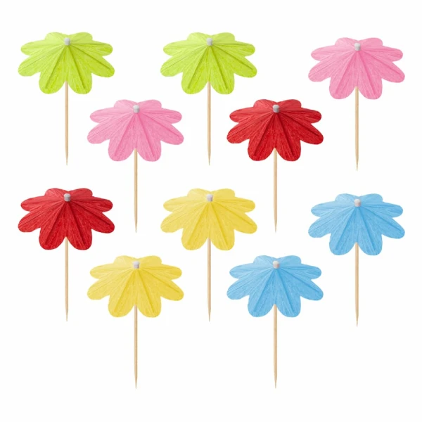Pikery parasolki koktajlowe do drinków przekąsek kolorowe, 10 szt.