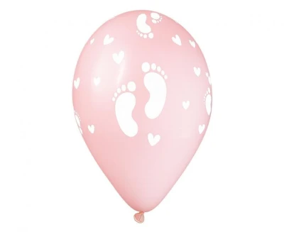 Balony lateksowe pudrowe różowe stopki dziecięce, 33 cm 3 szt.