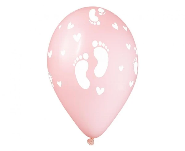 Balony lateksowe pudrowe różowe stopki dziecięce, 33 cm 3 szt.