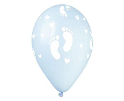 Balony lateksowe pudrowe niebieskie stopki dziecięce, 33 cm 3 szt.