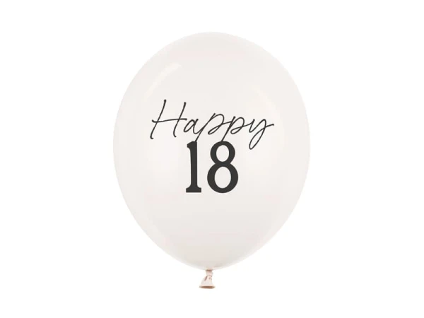 Balony lateksowe Happy 18 urodziny Pastel Off-white ciepły biały strong, 30 cm 3 szt.