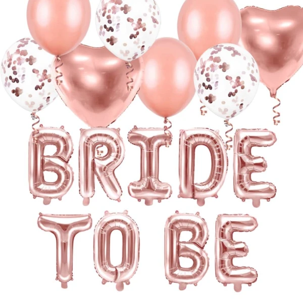 Zestaw balony Bride to Be różowe złoto