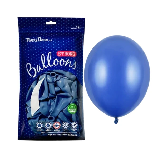 Balony metaliczne niebieskie Metallic Blue strong, 23 cm 100 szt.