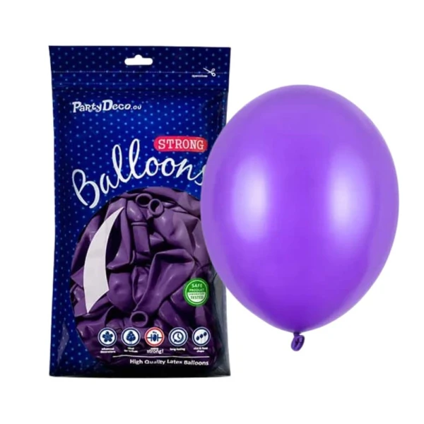 Balony metaliczne fioletowe lawendowe Metallic Purple strong, 27 cm 100 szt.