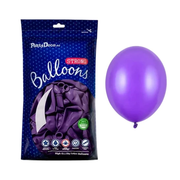 Balony metaliczne fioletowe lawendowe Metallic Purple strong, 12 cm 100 szt.