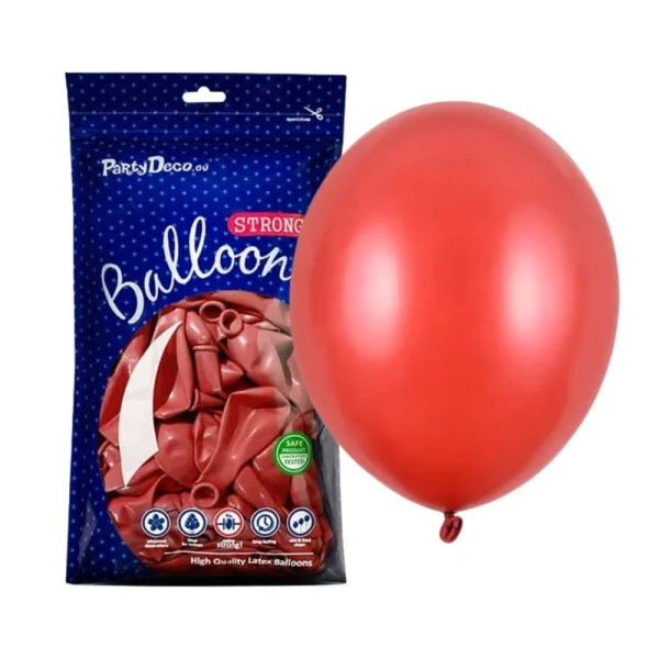 Balony metaliczne czerwone Metallic Poppy Red strong, 30 cm 100 szt.