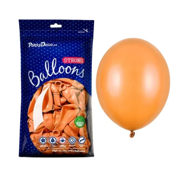 Balony metaliczne pomarańczowe Metallic Mandarin Orange strong, 23 cm 100 szt.