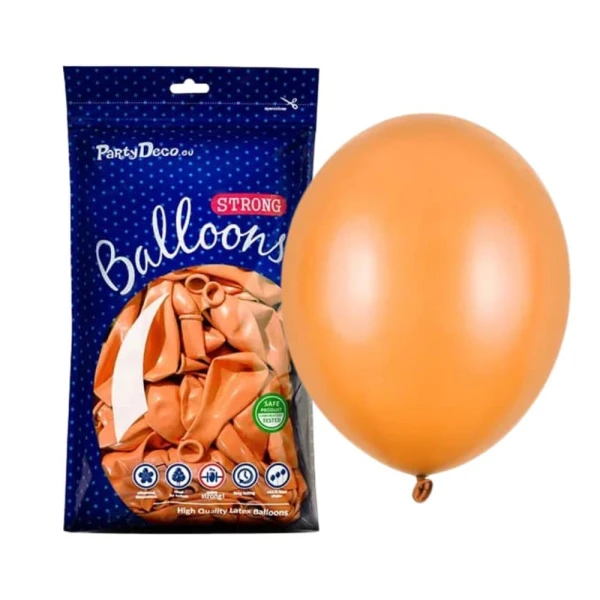 Balony metaliczne pomarańczowe Metallic Mandarin Orange strong, 27 cm 100 szt.