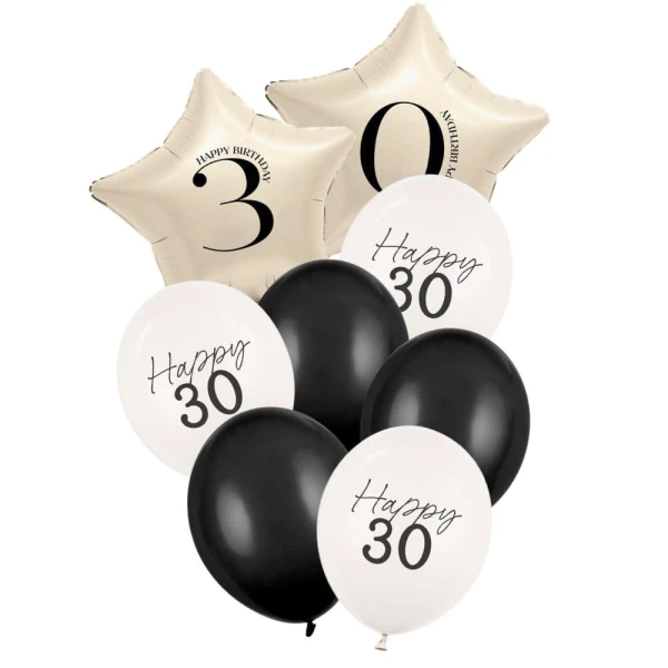 Zestaw balonów Happy 30 urodziny gwiazdki