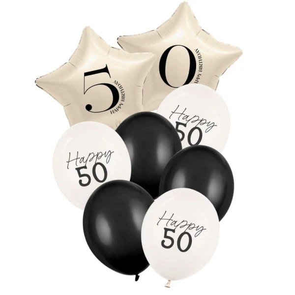 Zestaw balonów Happy 50 urodziny gwiazdki