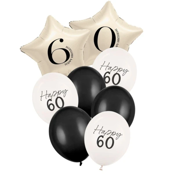 Zestaw balonów Happy 60 urodziny gwiazdki