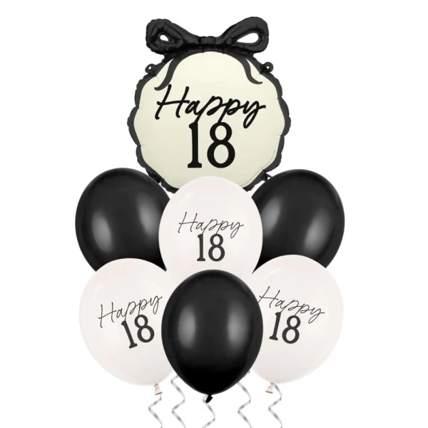 Zestaw balonów Happy 18 urodziny kokardka