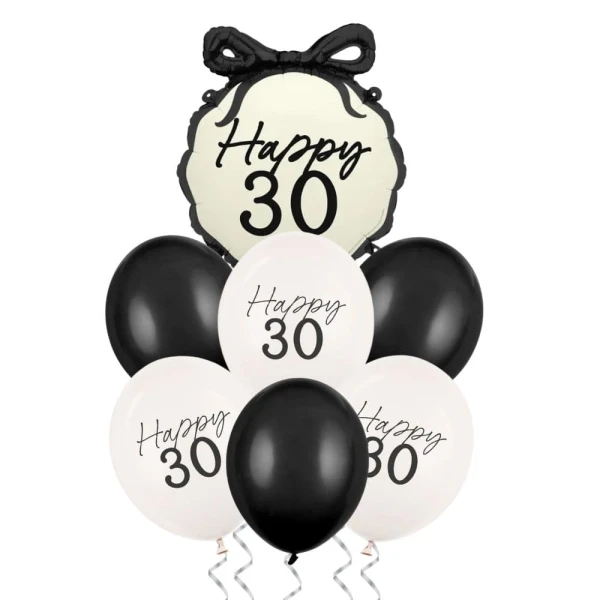 Zestaw balonów Happy 30 urodziny kokardka