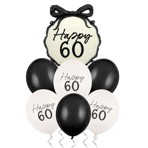 Zestaw balonów Happy 60 urodziny kokardka