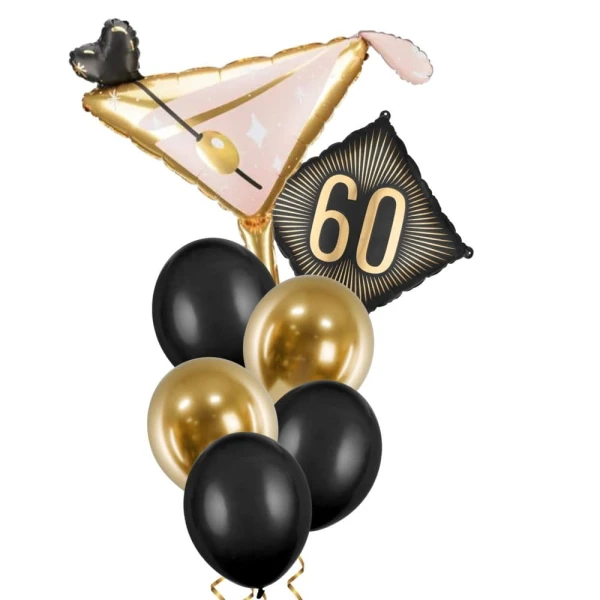 Zestaw balonów kieliszek martini 60 urodziny