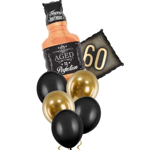 Zestaw balonów butelka whisky 60 urodziny