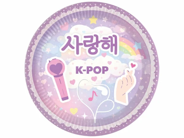 Talerzyki papierowe K-POP nutki, 18 cm 6 szt.