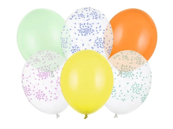 Balony lateksowe strong kolorowe konfetti mix, 6 szt.
