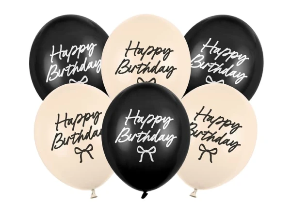 Balony lateksowe Happy Birthday Kokardki, 30 cm 6 szt.