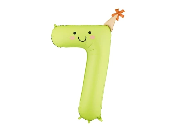 Balon foliowy urodzinowy cyfra 7 jasny zielony, 86 cm