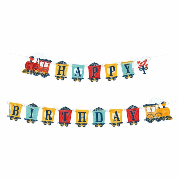 Baner Happy Birthday Pociąg Lokomotywa Ciuchcia, 240 cm