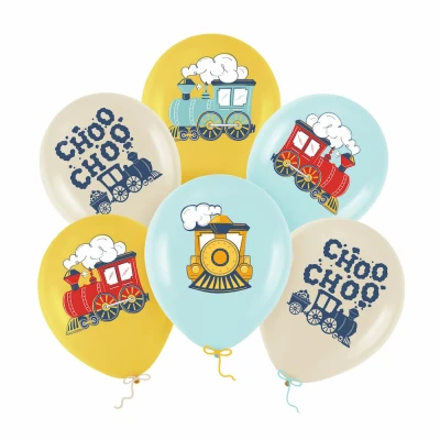 Balony lateksowe Pociąg Lokomotywa Ciuchcia, 6 szt.