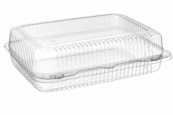 Pojemnik plastikowy na ciasto z wieczkiem przeźroczysty K-57N 26x19x3 cm, 1 szt.