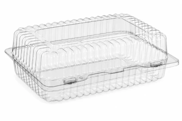 Pojemnik plastikowy na ciasto z wieczkiem przeźroczysty 21x17x7 cm, 1 szt.