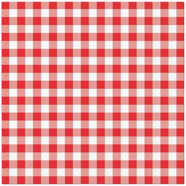 Serwetki papierowe czerwono biała kratka, 50 szt.