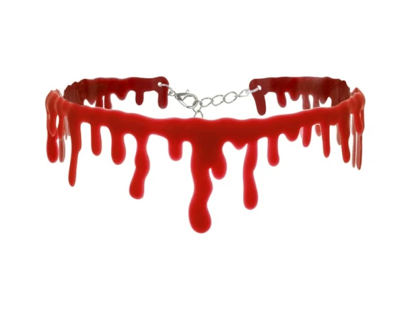Krwawy naszyjnik Choker czerwony, 35 cm