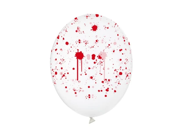 Balony lateksowe przezroczyste z nadrukiem krwi, 30 cm 3 szt.