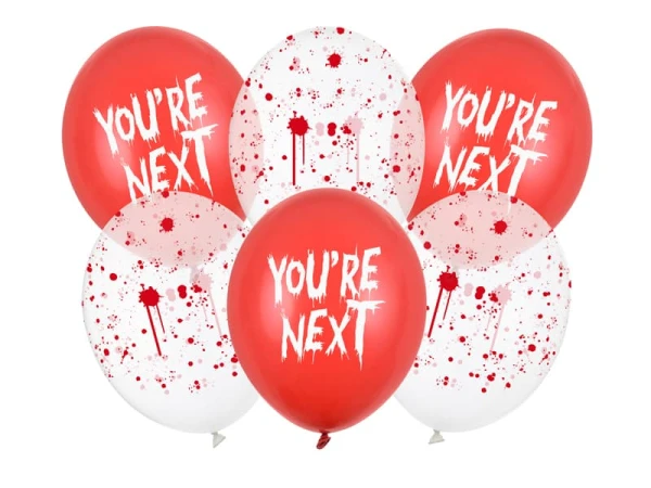 Balony lateksowe You're next krew halloween, 30 cm 6 szt.