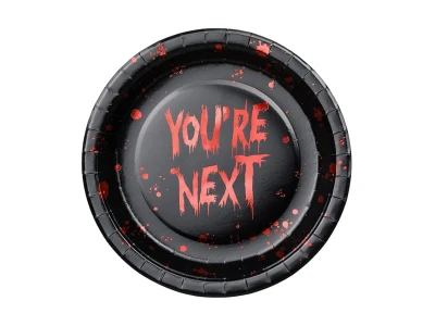 Talerzyki papierowe Halloween You're next, 23 cm 6 szt.