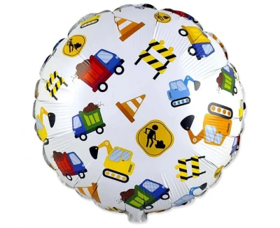 Balon foliowy Plac Budowy Pojazdy Budowlane, 45 cm (luz)