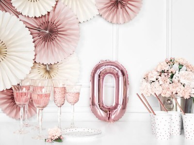 Balon foliowy cyfra zero gold rose