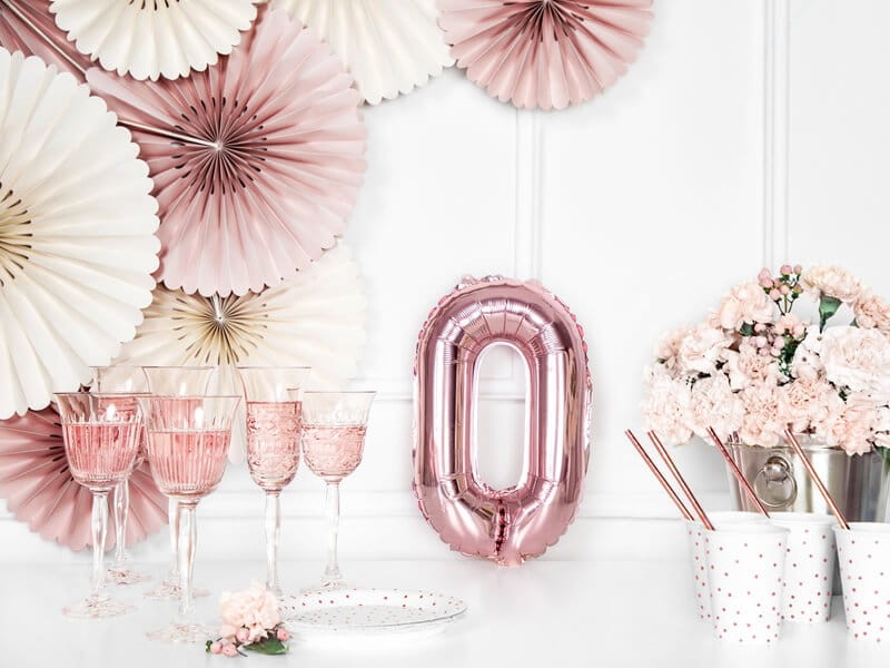 Balon foliowy cyfra zero gold rose