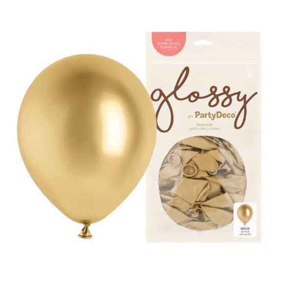 Balony metaliczne glossy złote, 30 cm 50 szt.