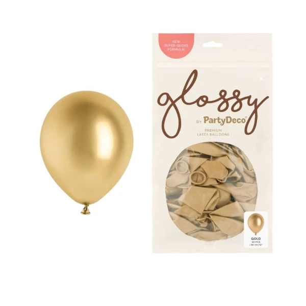 Balony metaliczne glossy złote, 12 cm 50 szt.