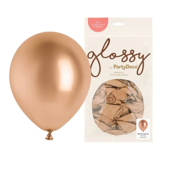 Balony metaliczne glossy różowe złoto, 30 cm 50 szt.