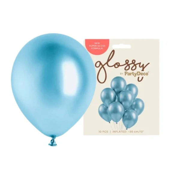 Balony metaliczne glossy niebieskie, 30 cm 10 szt.