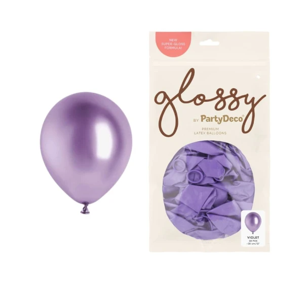 Balony metaliczne glossy fioletowe, 12 cm 50 szt.