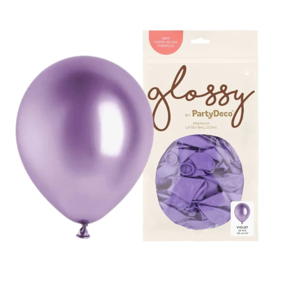 Balony metaliczne glossy fioletowe, 30 cm 50 szt.