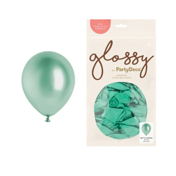 Balony metaliczne glossy zielone, 12 cm 50 szt.