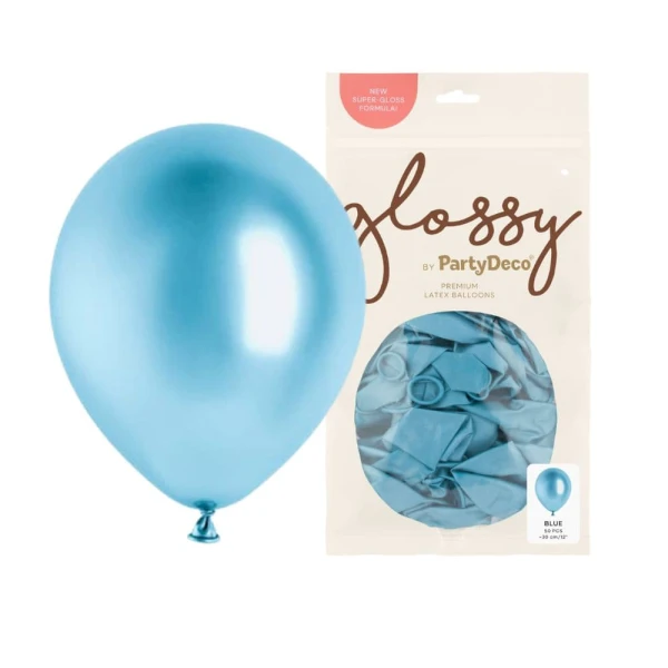 Balony metaliczne glossy niebieskie, 30 cm 50 szt.