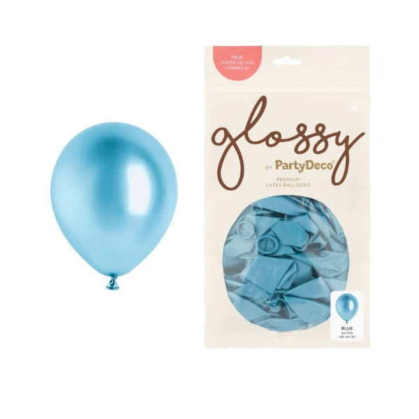 Balony metaliczne glossy niebieskie, 12 cm 50 szt.
