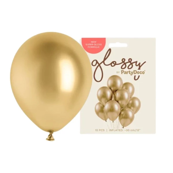 Balony metaliczne glossy złote, 30 cm 10 szt.