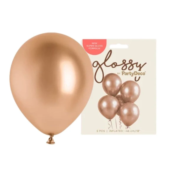 Balony metaliczne glossy różowe złoto, 46 cm 5 szt.