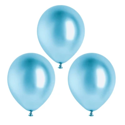 Balony metaliczne glossy niebieskie, 12 cm 3 szt.