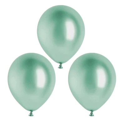 Balony metaliczne glossy zielone, 12 cm 3 szt.